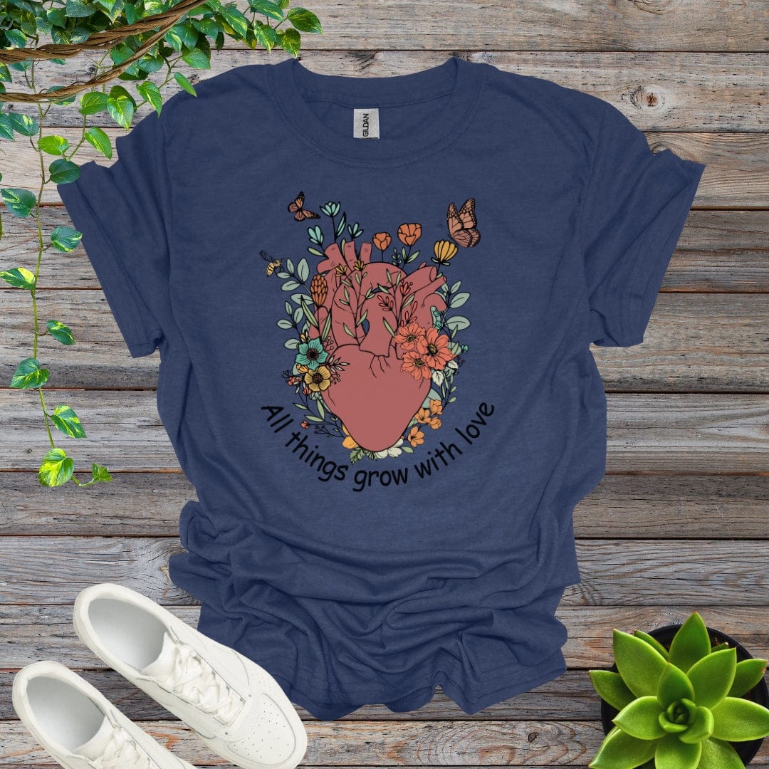 Heather Navy / S All things grow with love Shirt