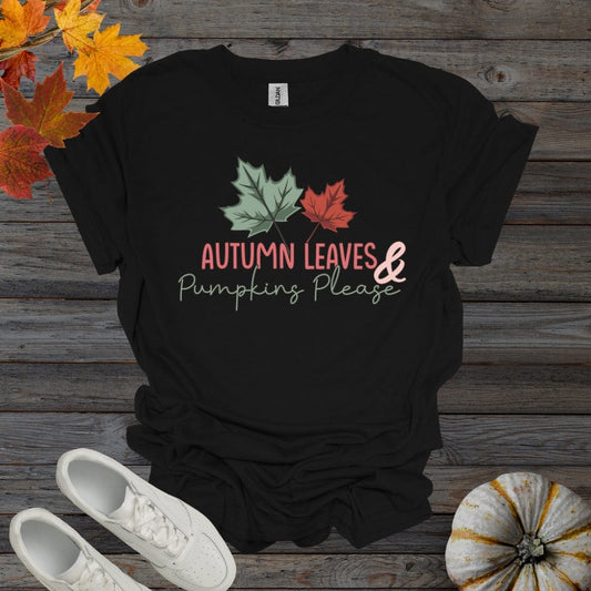 Black / S Autumn Leaves & Pumpkins Please Shirt