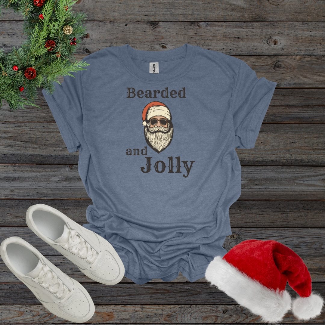 Heather Indigo / S Bearded & Jolly Christmas Santa Shirt