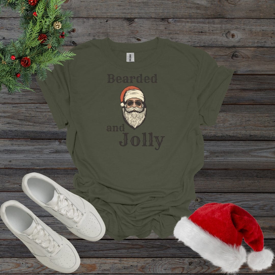 Military Green / S Bearded & Jolly Christmas Santa Shirt