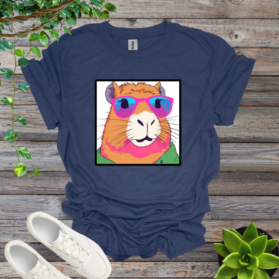 Heather Navy / S Capybara - Cartoon Shirt