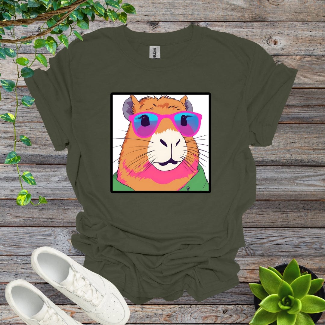 Military Green / S Capybara - Cartoon Shirt