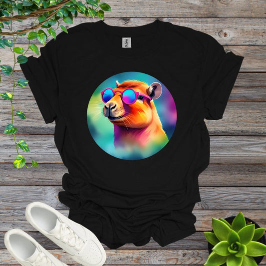 Black / S Capybara - Watercolor Shirt