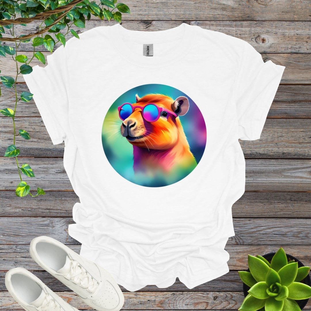 White / S Capybara - Watercolor Shirt