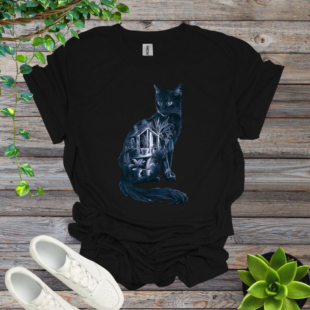 Black / S Cat Plant Silhouette Shirt