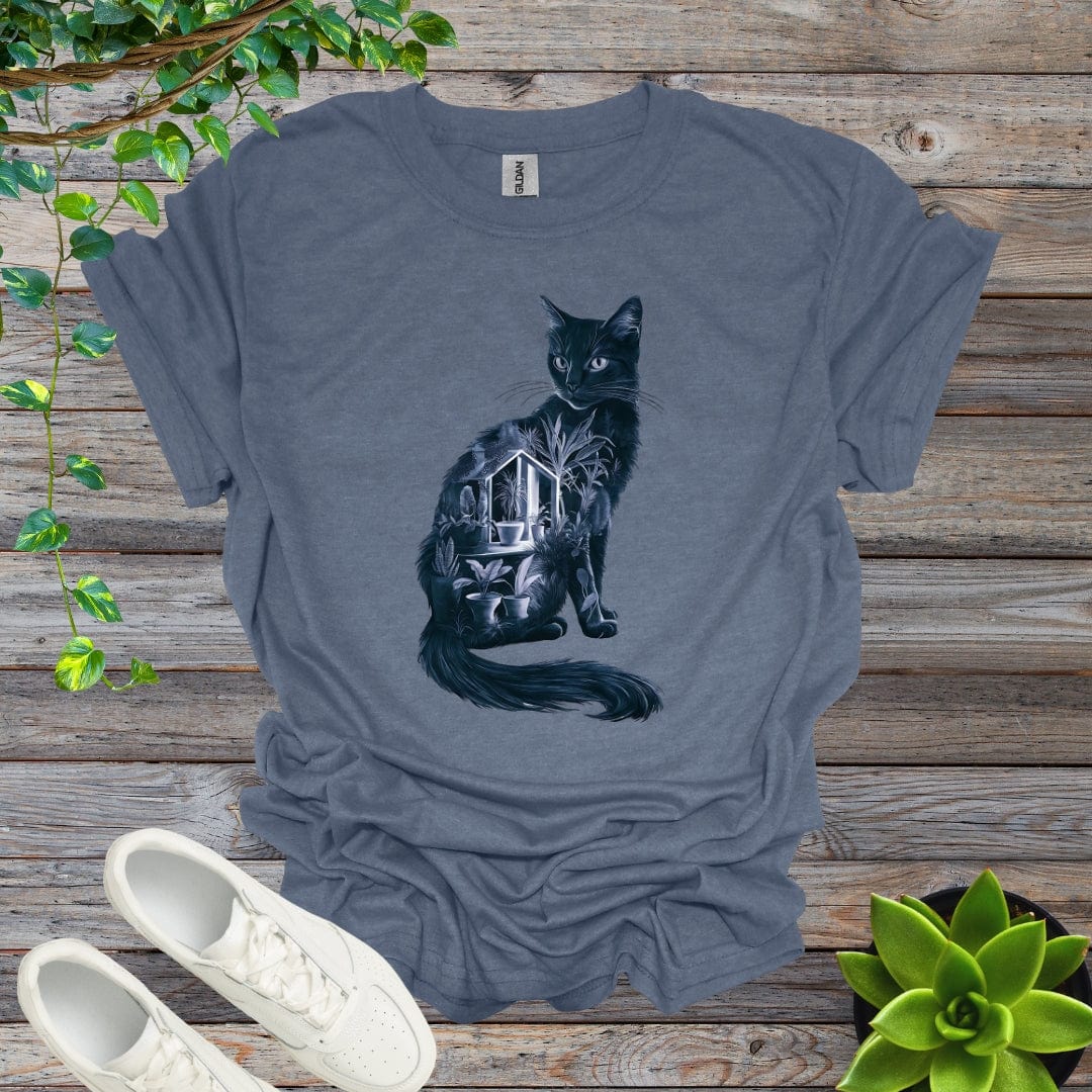 Heather Indigo / S Cat Plant Silhouette Shirt