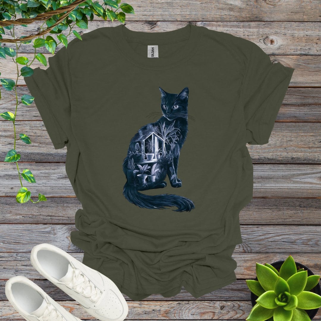 Military Green / S Cat Plant Silhouette Shirt