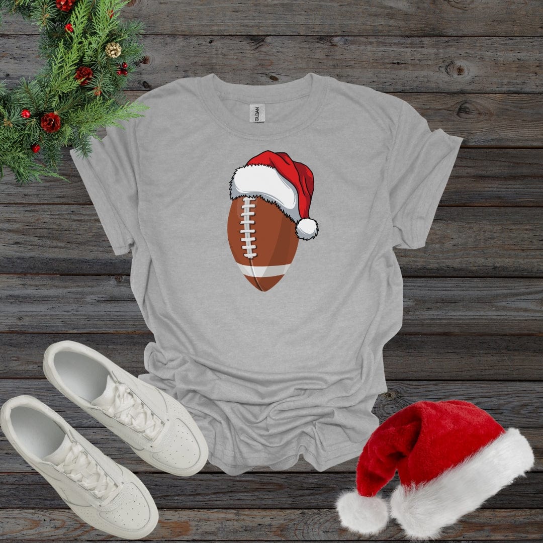 Sport Grey / S Christmas Football With Santa Hat Shirt