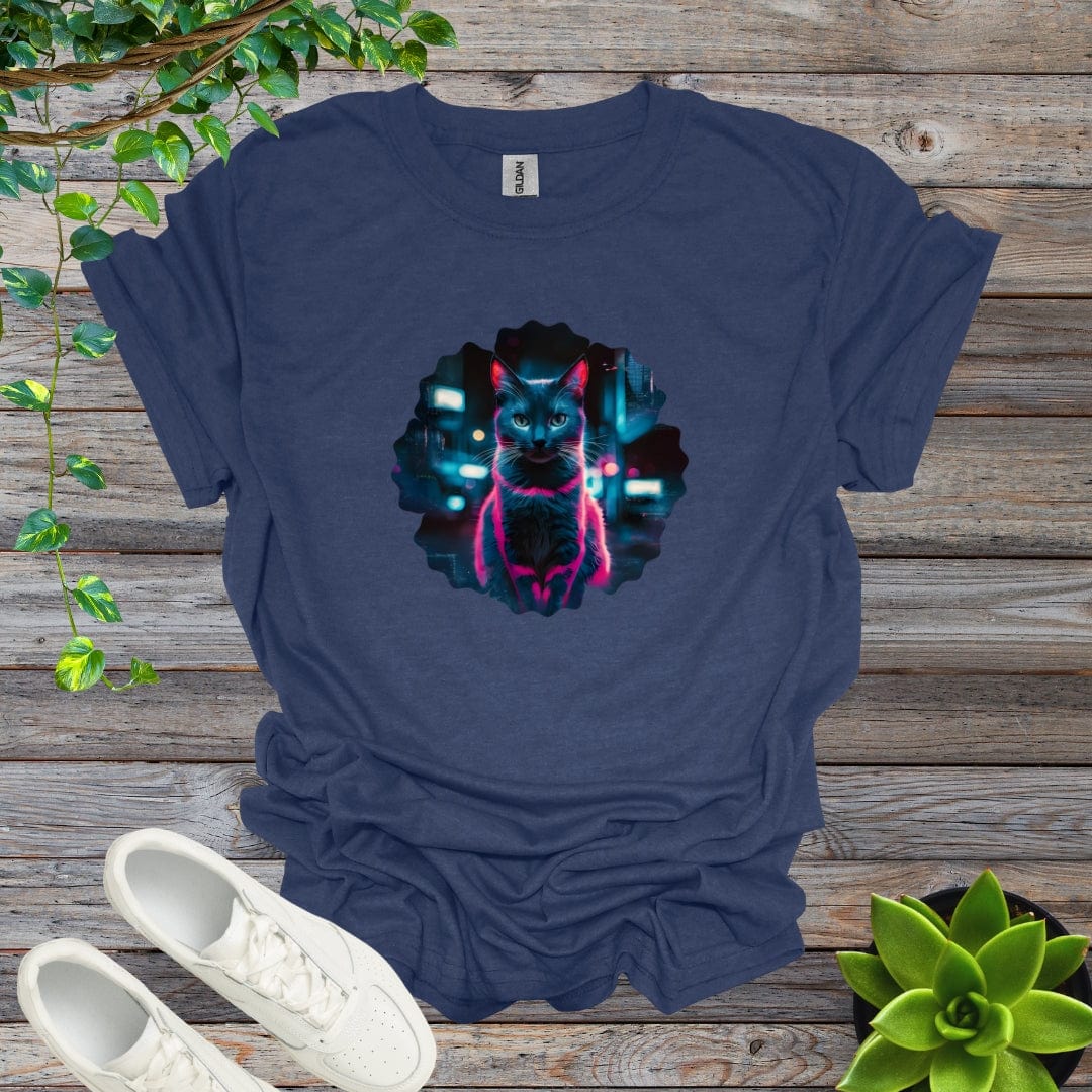 Heather Navy / S City Neon Cat Shirt