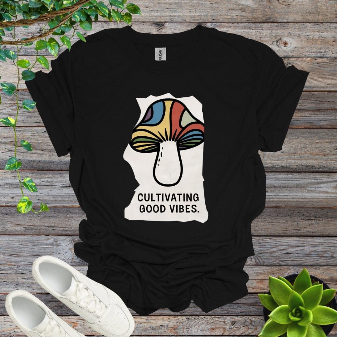 Black / S Cultivating Good Vibes - Mushroom Shirt