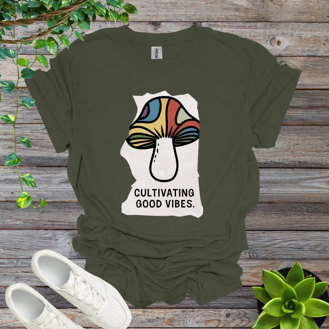 Military Green / S Cultivating Good Vibes - Mushroom Shirt