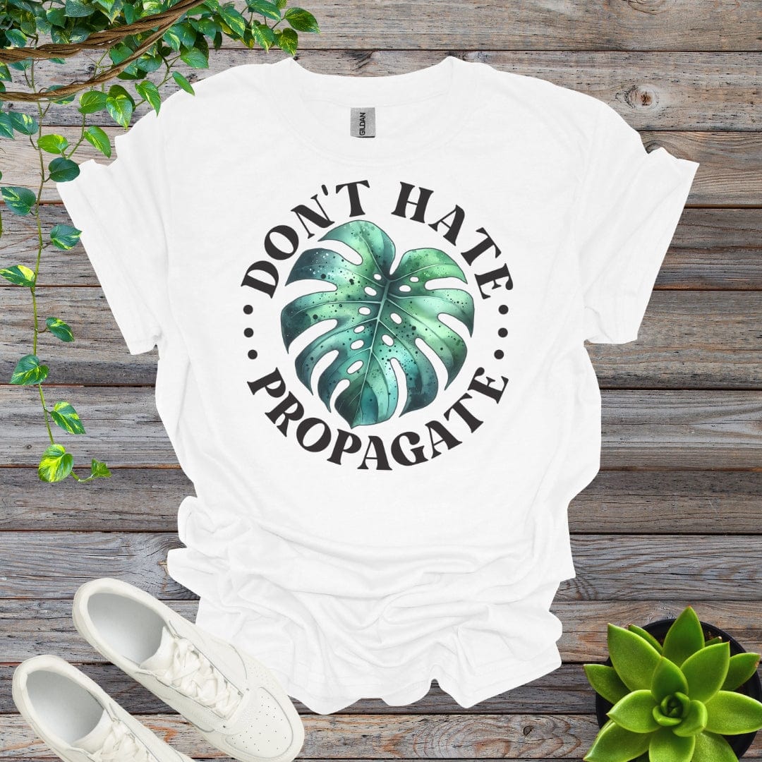 White / S Don't Hate Propagate Shirt