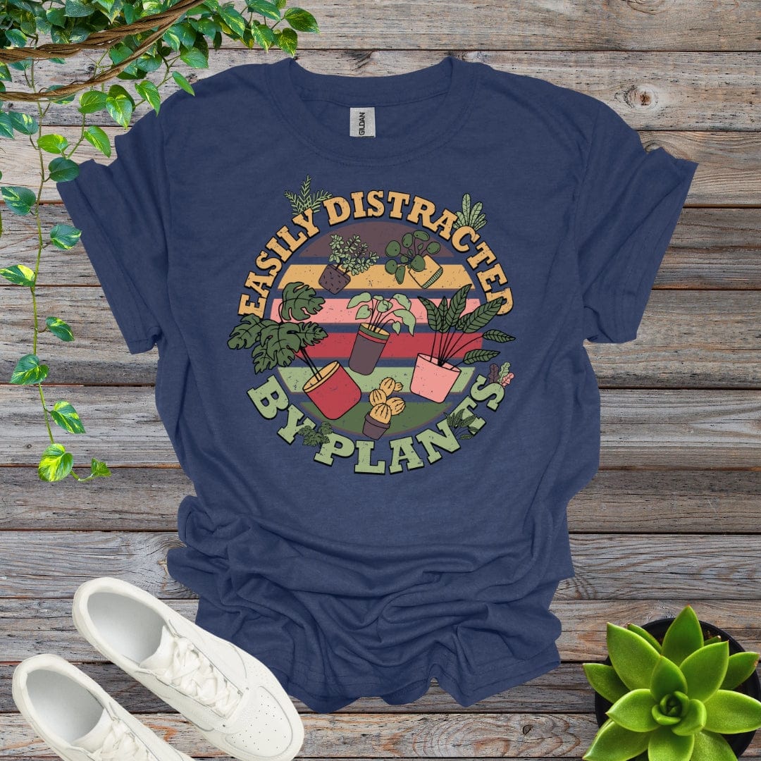 Heather Navy / S Easily Distracted By Plants Shirt