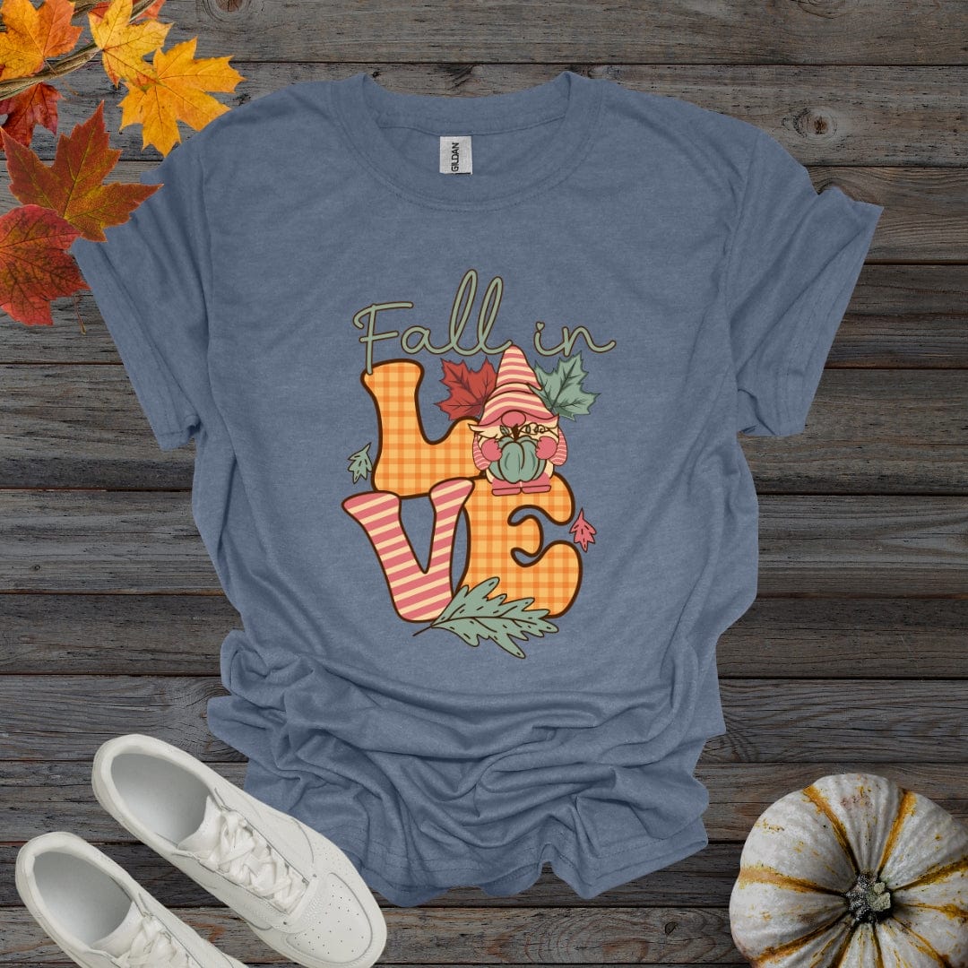 Heather Indigo / S Fall In Love Gnome Shirt