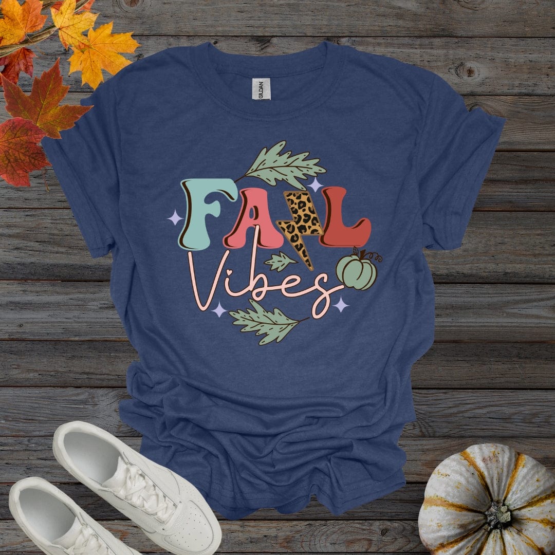 Heather Navy / S Fall Vibes - Retro Style Shirt