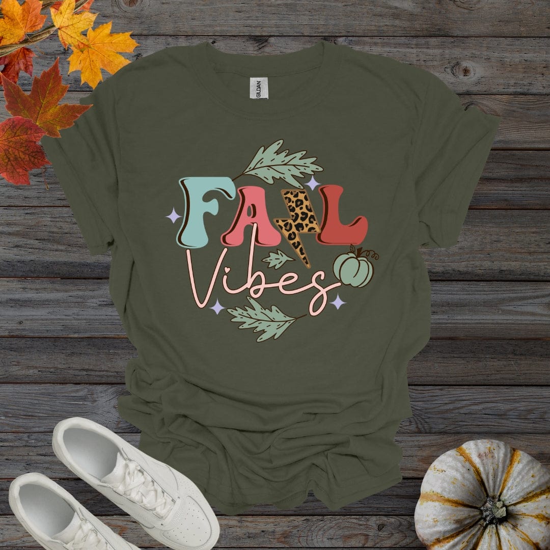 Military Green / S Fall Vibes - Retro Style Shirt