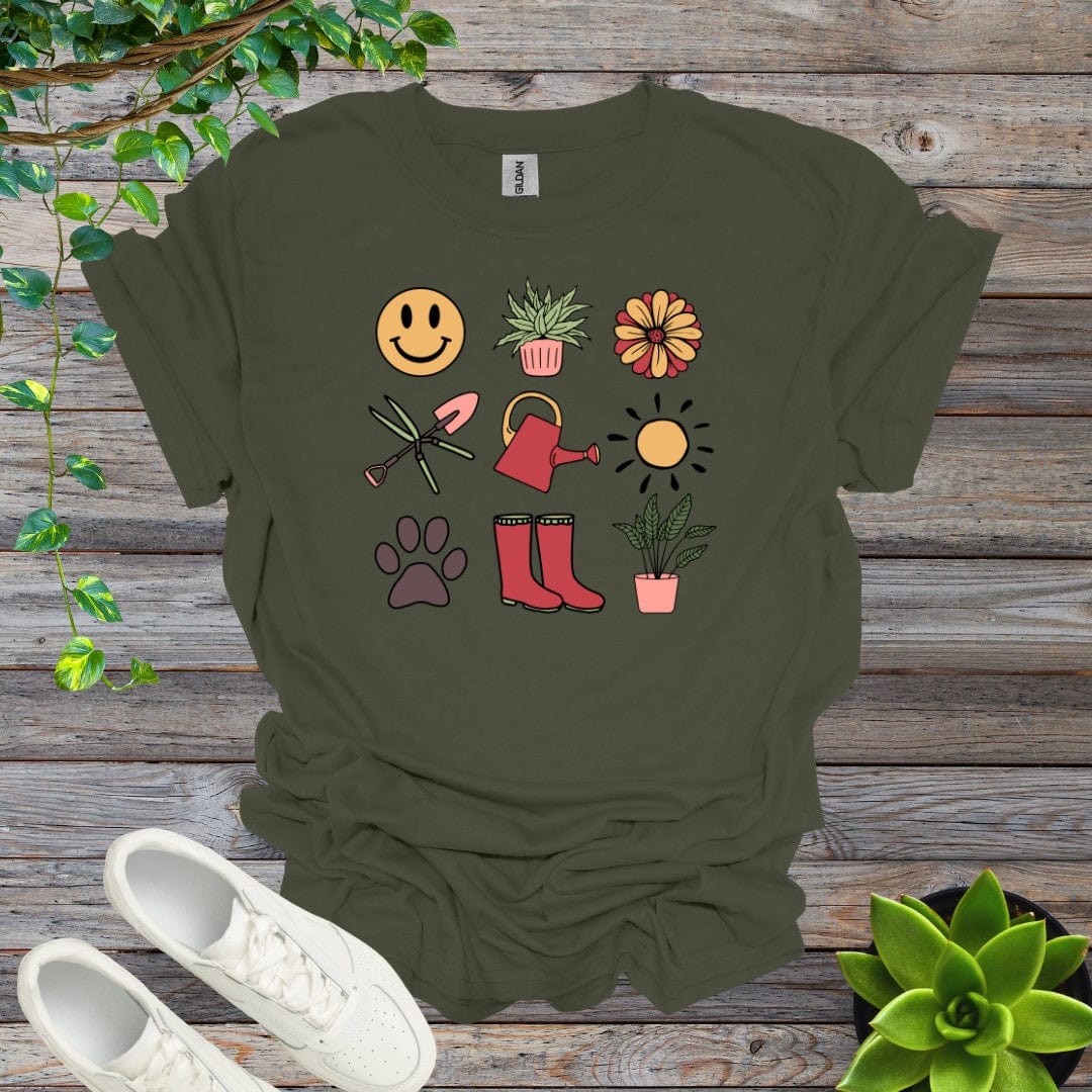 Military Green / S Happy Garden Elements Shirt