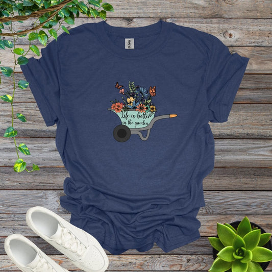 Heather Navy / S Life Is Better In The Garden - Version 1 Shirt