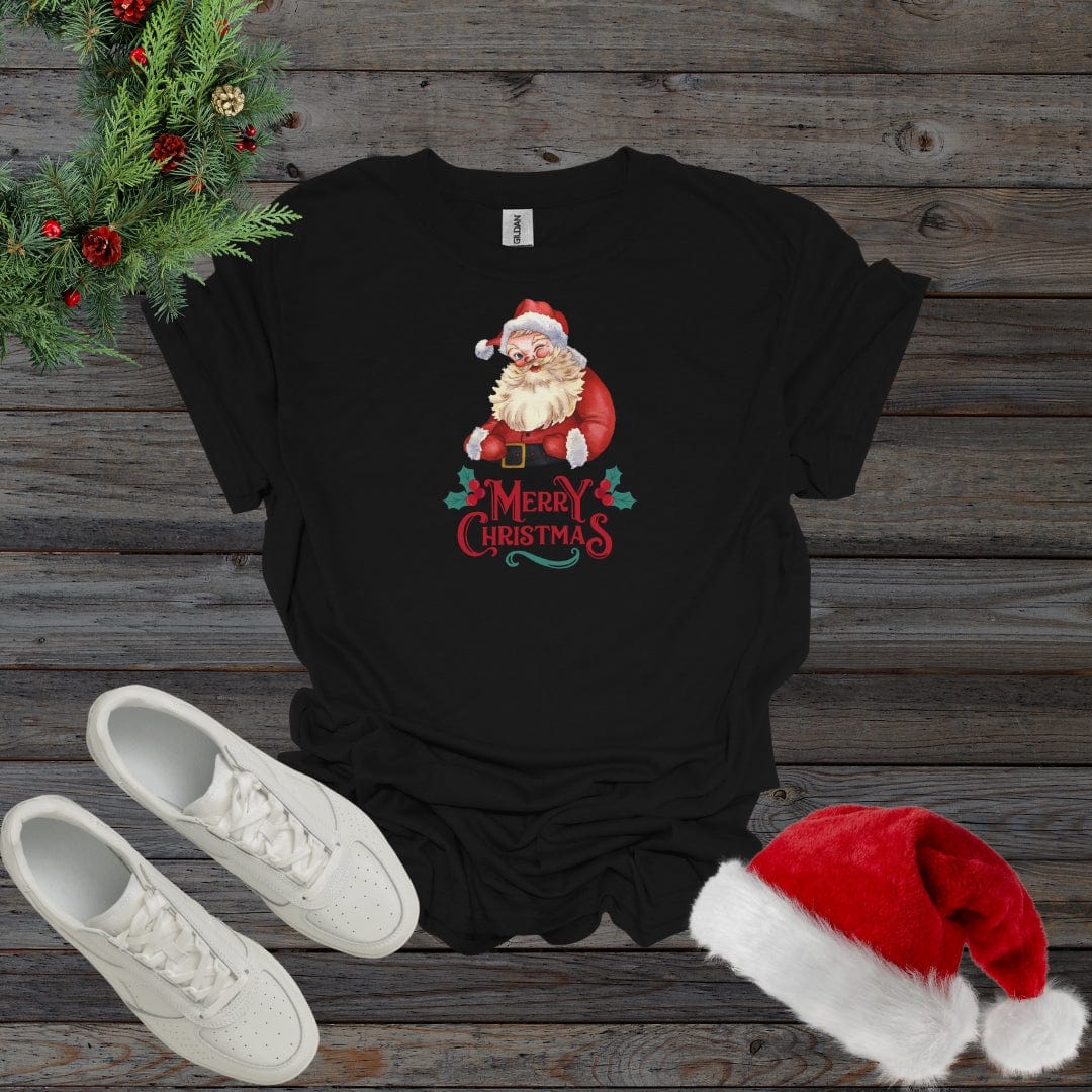 Black / S Merry Christmas Santa Shirt