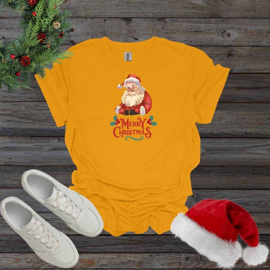 Gold / S Merry Christmas Santa Shirt