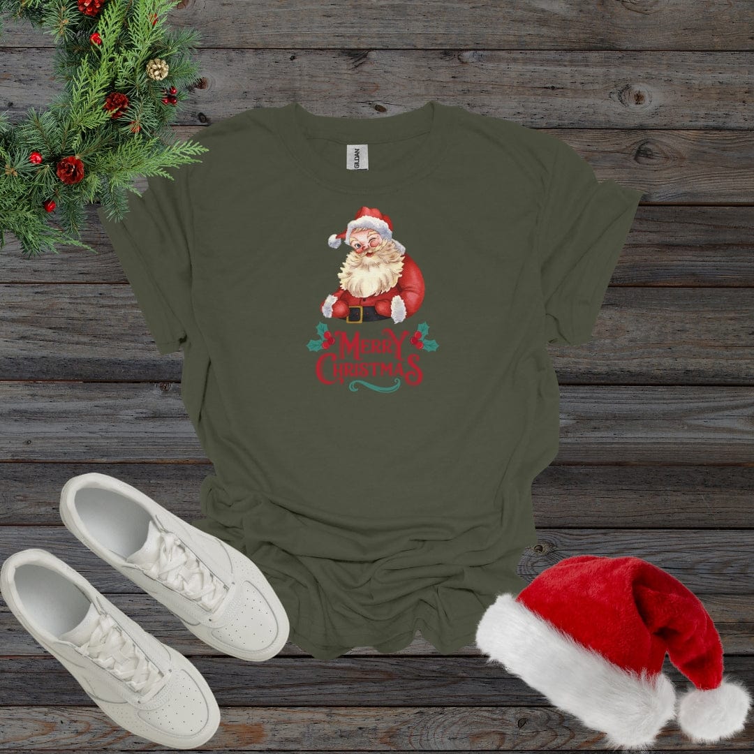 Military Green / S Merry Christmas Santa Shirt