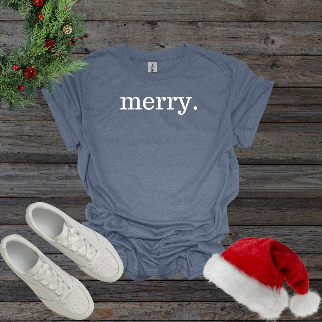 Heather Indigo / S Merry. Christmas Shirt