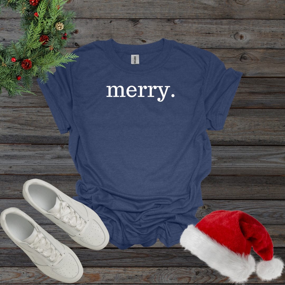 Heather Navy / S Merry. Christmas Shirt