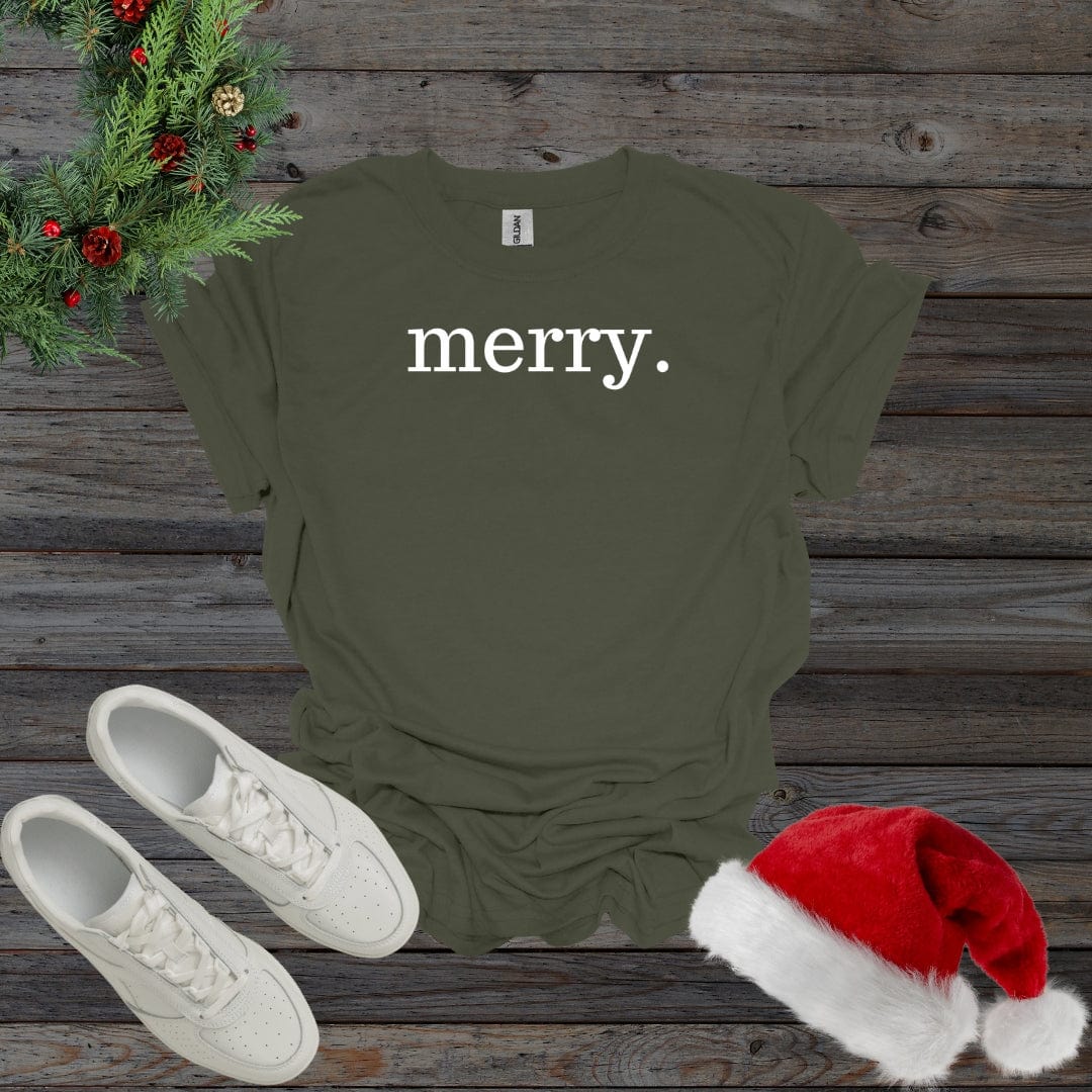 Military Green / S Merry. Christmas Shirt