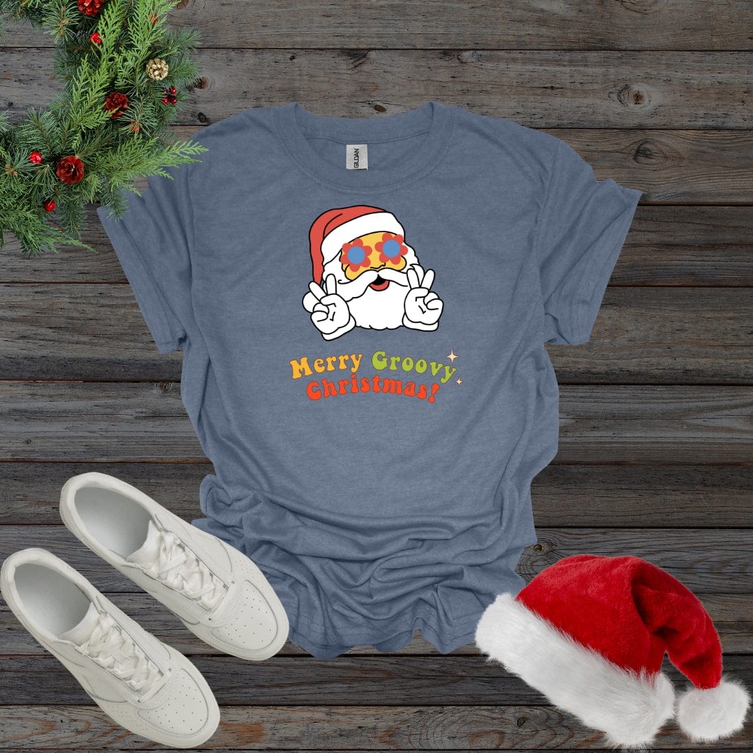 Heather Indigo / S Merry Groovy Christmas Shirt