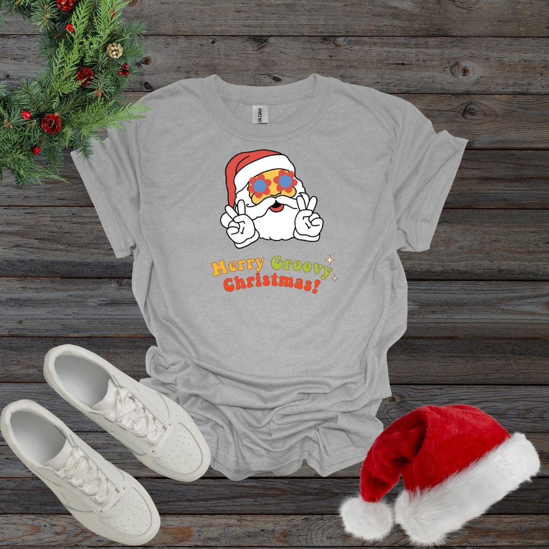 Sport Grey / S Merry Groovy Christmas Shirt