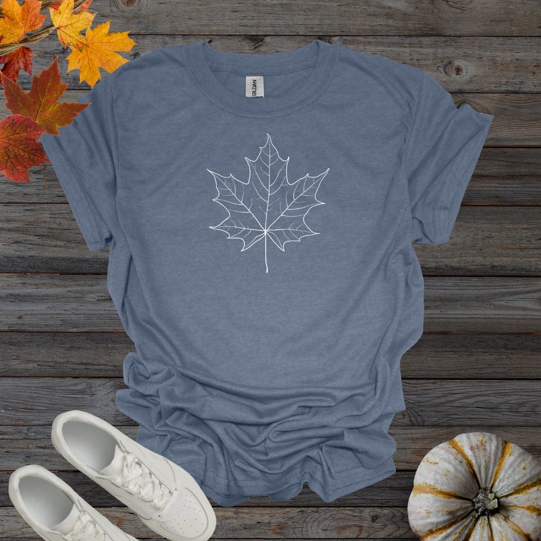 Heather Indigo / S Minimalist Fall Leaf Shirt