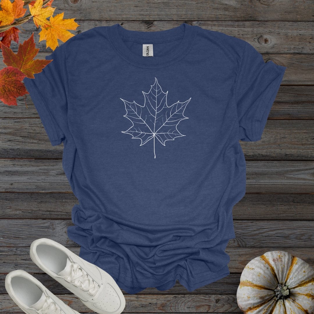 Heather Navy / S Minimalist Fall Leaf Shirt