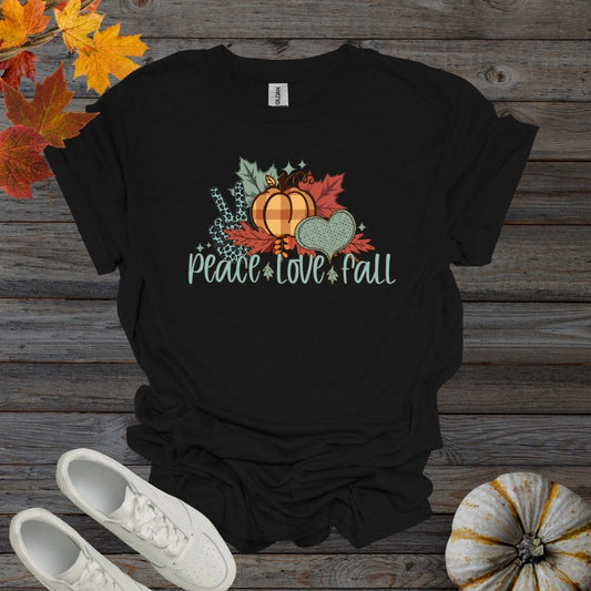 Black / S Peace Love Fall - Retro Style Shirt