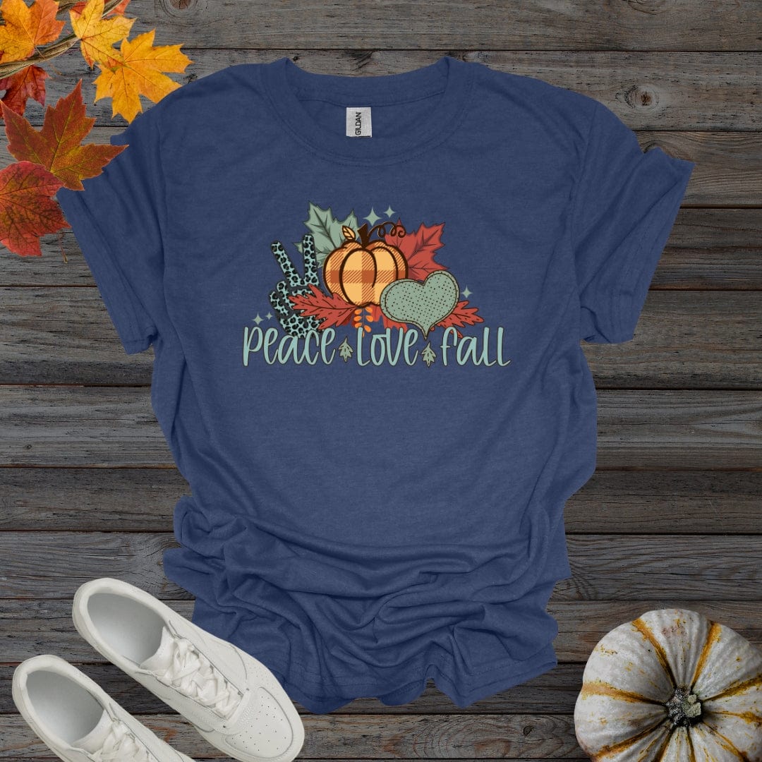 Heather Navy / S Peace Love Fall - Retro Style Shirt