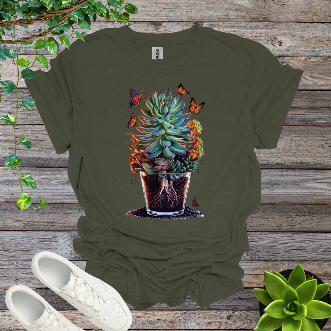 Military Green / S Potted Succulent - Version 1 Shirt