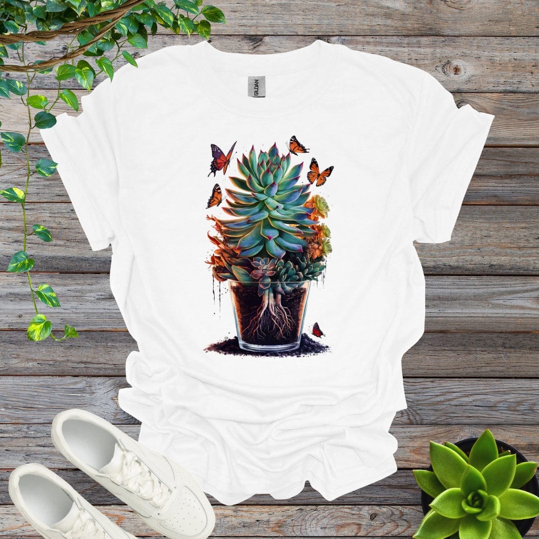 White / S Potted Succulent - Version 1 Shirt