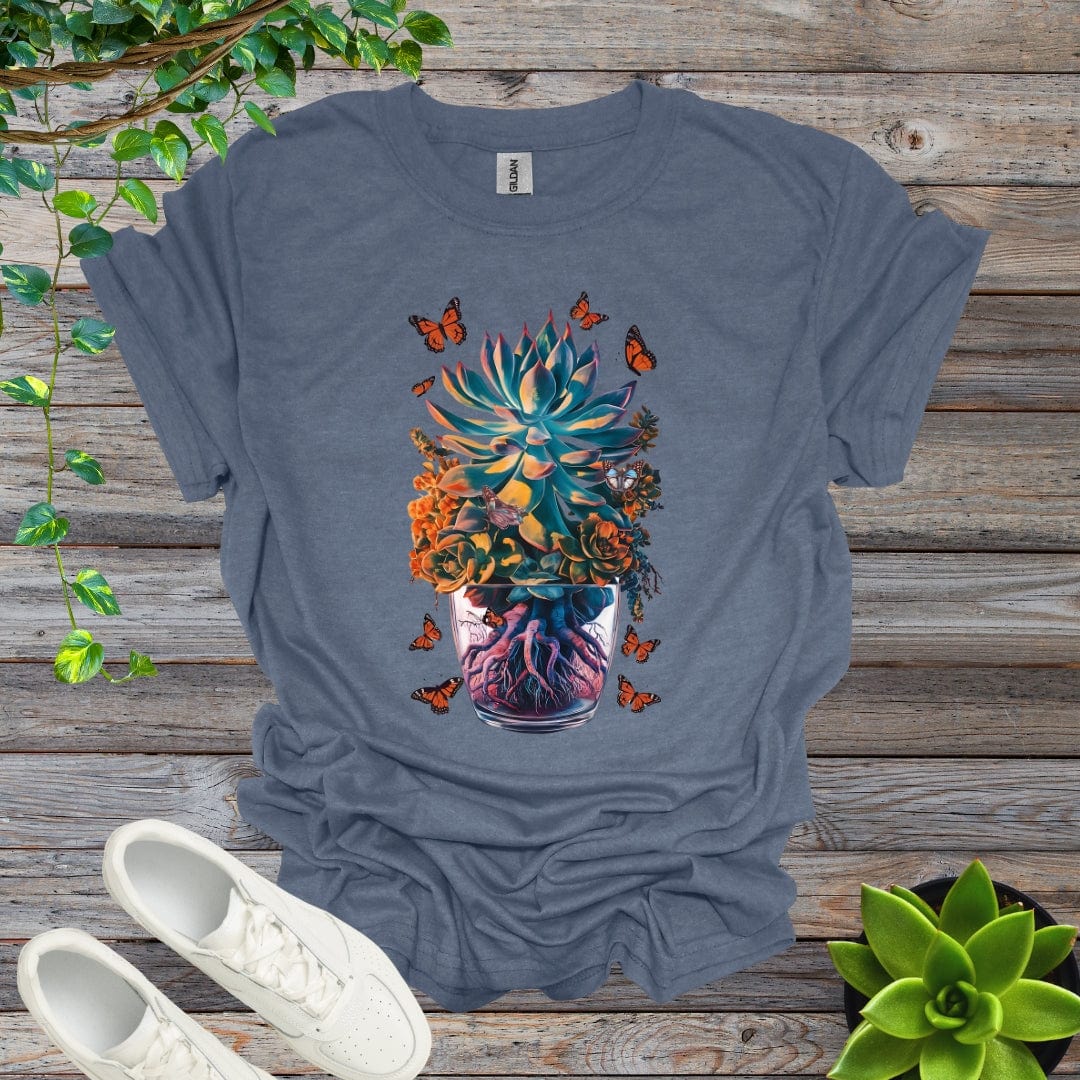 Heather Indigo / S Potted Succulent - Version 2 Shirt