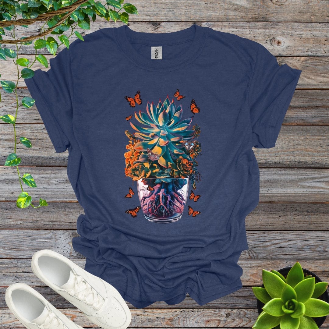 Heather Navy / S Potted Succulent - Version 2 Shirt