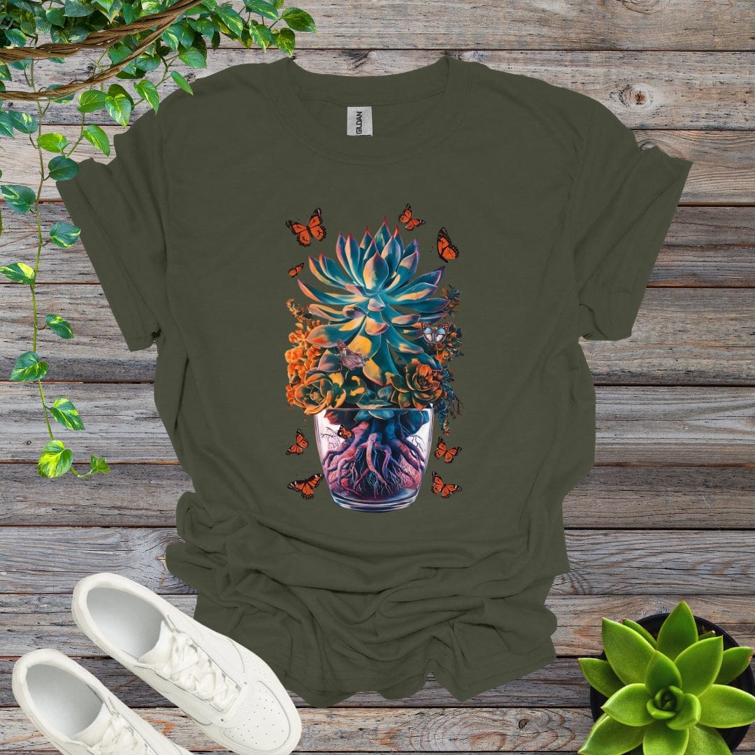 Military Green / S Potted Succulent - Version 2 Shirt