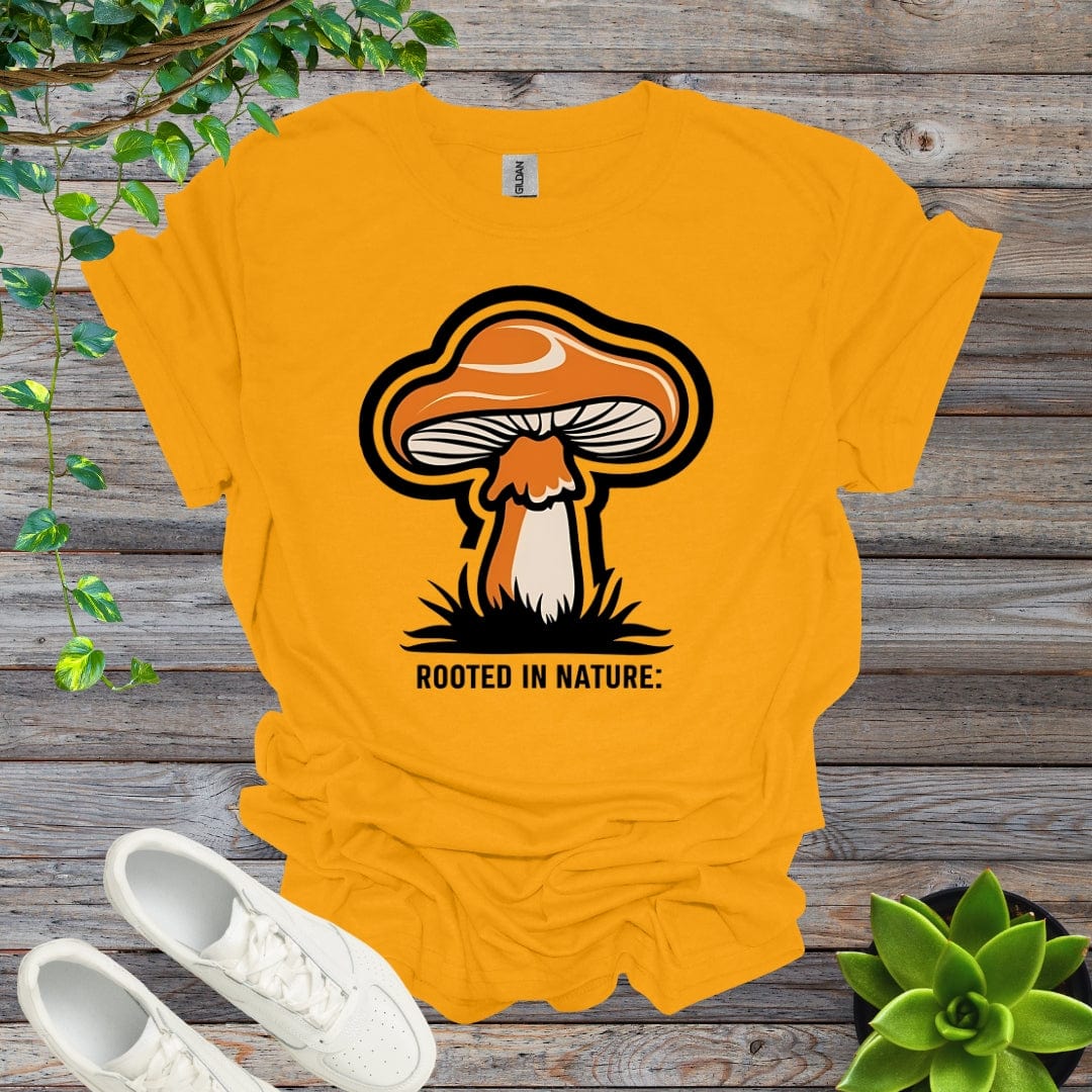 Gold / S Rooted In Nature - Retro Mushroom Shirt