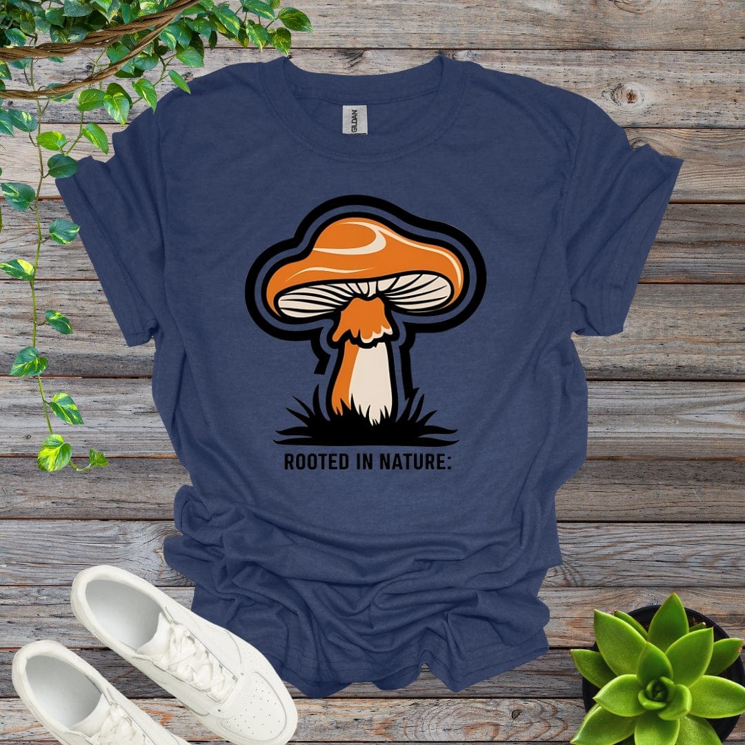 Heather Navy / S Rooted In Nature - Retro Mushroom Shirt