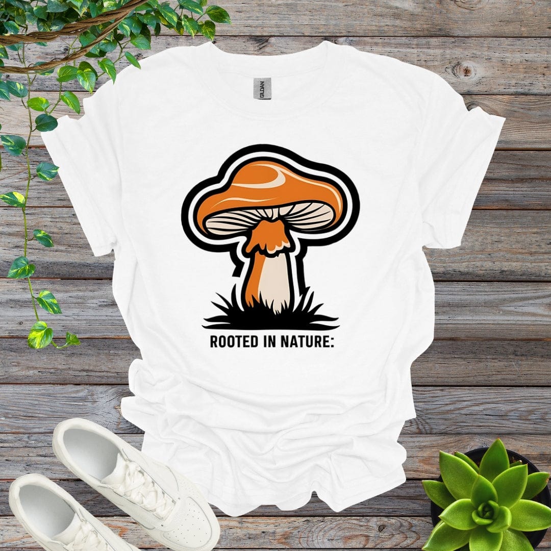 White / S Rooted In Nature - Retro Mushroom Shirt