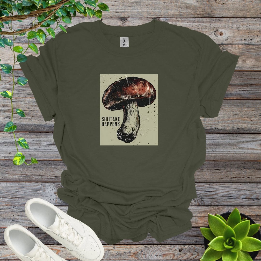 Military Green / S Shiitake Happens - Version 3 Shirt