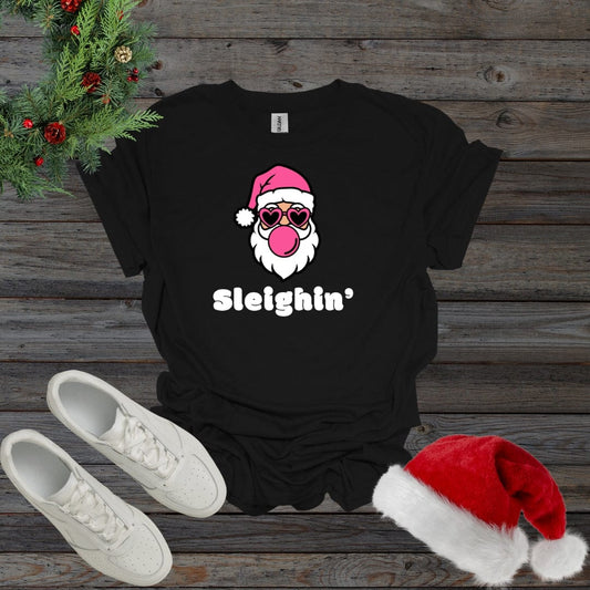 Black / S Sleighin' Santa Sassy Shirt