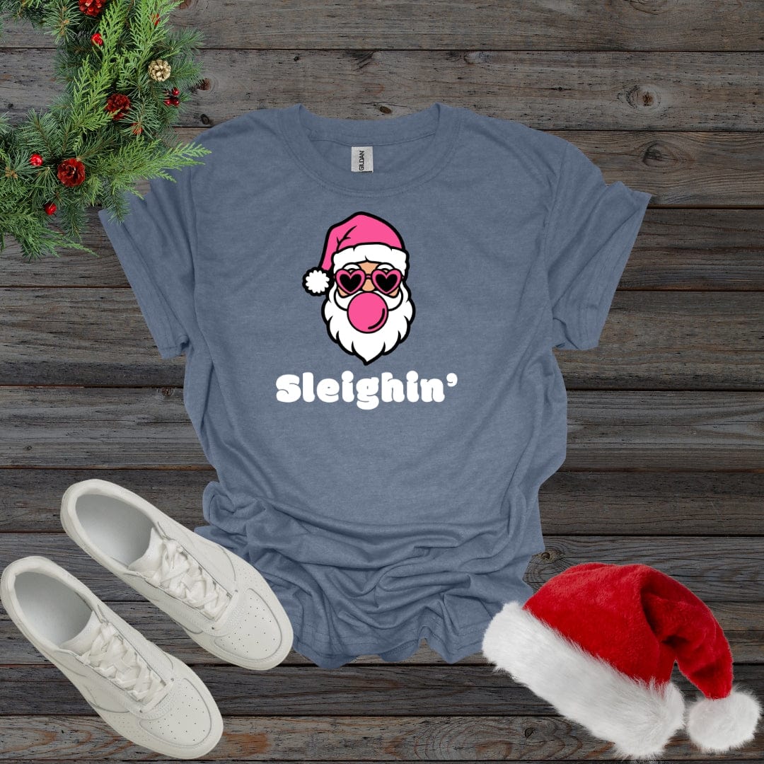 Heather Indigo / S Sleighin' Santa Sassy Shirt