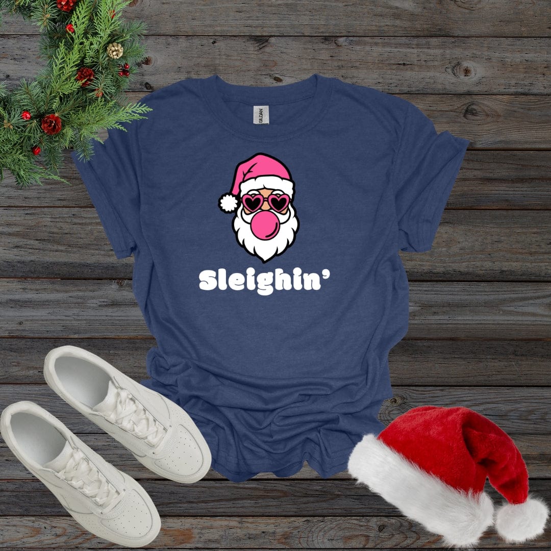 Heather Navy / S Sleighin' Santa Sassy Shirt