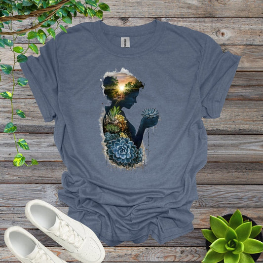 Heather Indigo / S Succulent Girl -  Version 2 Shirt