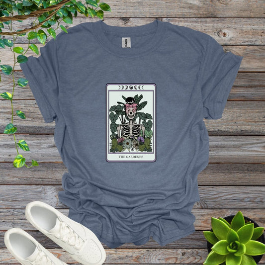 Heather Indigo / S The Gardener Tarot Card Shirt